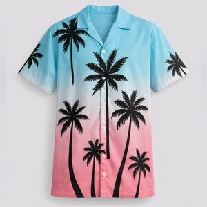 🌴 Men’s Tropical Palm Tree Button-Up Shirt – XXL 🌴